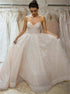 A Line Sweetheart Sweep Train Sleeveless Ivory Prom Dress with Sequins LBQ2382