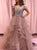 A Line Off the Shoulder Top Rhinestones Ruffles Tulle Prom Dresses
