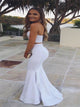 Mermaid Sweetheart Floor Length White Prom Dresses