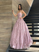 Sweetheart Ball Gown Appliques Tulle Pink Prom Dresses