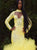Yellow Mermaid High Neck Sweetheart Long Sleeves Tulle Sequins Prom Dresses 