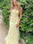 Sheath Spaghetti Straps Yellow Lace Up Appliques Tulle Prom Dresses 