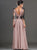 A Line Satin V Neck Pink Open Back Long Sleeves Prom Dresses 