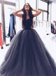 Sweetheart Beadings Tulle Grey Ball Gown Prom Dresses