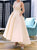 V Neck A Line Champagne Satin Prom Dress with Pockets LBQ3189