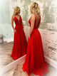 Sweep Train Red Evening Dresses