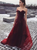 Sweep Train Burgundy Pleats Evening Dresses