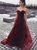 A Line Sweetheart Burgundy Tulle Prom Dresses