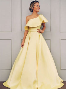 A Line One Shoulder Saitn Prom Dress LBQ1354