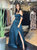 A Line Off The Shoulder Satin Prom Dresses with Slit