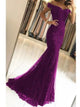 Mermaid Lace Purple Beadings Sweep Train Prom Dresses