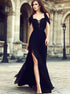 A Line Chic Black Sweetheart Chiffon Prom Dress with Slit LBQ2625