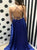 Sweep Train Blue Evening Dresses