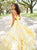 Sweep Train Yellow Spaghetti Strpas Evening Dresses