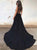 Sweep Train Black Pleats Evening Dresses