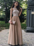 A Line Beaded Lace Chiffon Prom Dresses LBQ1600