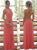 Watermelon A Line Halter Backless Pleats Chiffon Prom Dresses