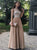 Scoop Floor Length Scoop Chiffon Champagne Prom Dresses