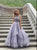 A Line Scoop Appliques Ruffles Tulle Prom Dresses 