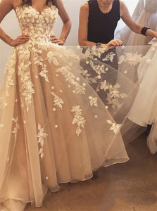 A Line Floor Length Sleeveless Tulle Pink Prom Dresses