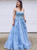 A Line Tulle Spaghetti Straps Floor Length Prom Dress With Appliques LBQ1670