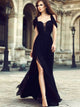 A Line Sweetheart Black Black Chiffon Prom Dresses
