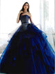 Shining Ball Gown Strapless Tulle Prom Dresses With Rhinestones
