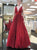A Line Tulle Red V Neck Open Back Prom Dresses