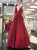 Sweep Train V Neck Red Prom Dresses
