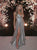 A Line V Neck Spaghetti Straps Silver Sequins Prom Dresses