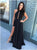 A Line Halter Black Chiffon Prom Dresses