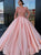 A Line Bateau Long Sleeves Pink Satin Prom Dresses