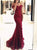 Mermaid Tulle Burgundy Sweep Train Prom Dresses