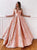 V Neck Lace Up Pink Appliques Satin Ball Gown Prom Dresses