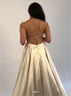 Sweep Train Golden Evening Dresses with Slit