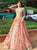 Two Piece Lace Gold And Pink Tulle Prom Dresses