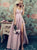 A Line Spaghetti Straps V Neck Satin Prom Dresses