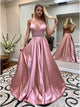 Sweep Train Pink Evening Dresses