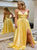 A Line Sweep Train Prom Dresses