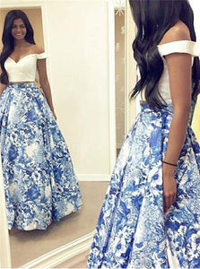 Sweep Train Blue Evening Dresses