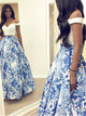 Sweep Train Blue Evening Dresses