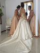 Sweep Train Golden Evening Dresses