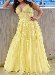 Sweep Train Yellow Evening Dresses