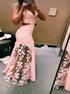 A Line V Neck Pink Appliques Prom Dress LBQ1042