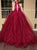 Ball Gown Floor Length Halter Burgundy Tulle Prom Dresses 