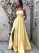 Sweep Train Yellow Evening Dresses