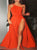 One Shoulder Satin Prom Dresses with Split