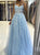 Sweep Train Blue Evening Dresses