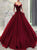 Burgundy Off the Shoulder Satin Prom Dresses