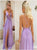 Lilac Chiffon Criss Cross Evening Dresses with Slit 